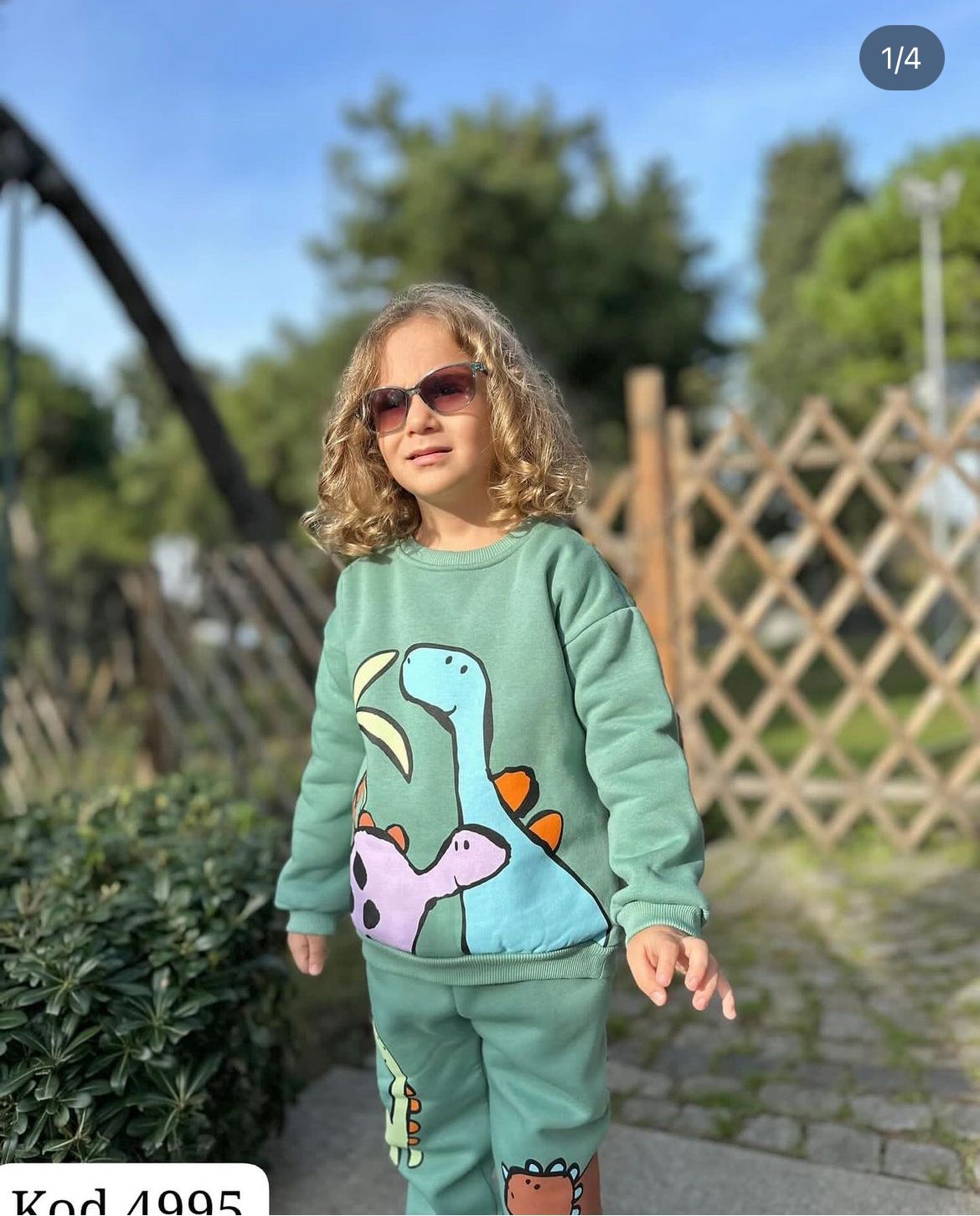 YEŞİL DİNAZOR BASKILI ERKEK TAKIM (ŞARDONLU)