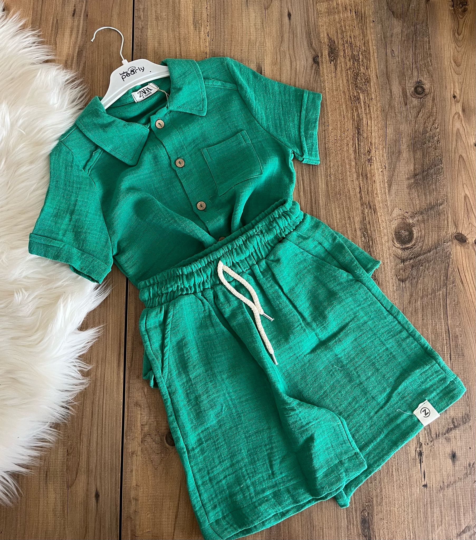 yeşil erkek yazlık müslin takım